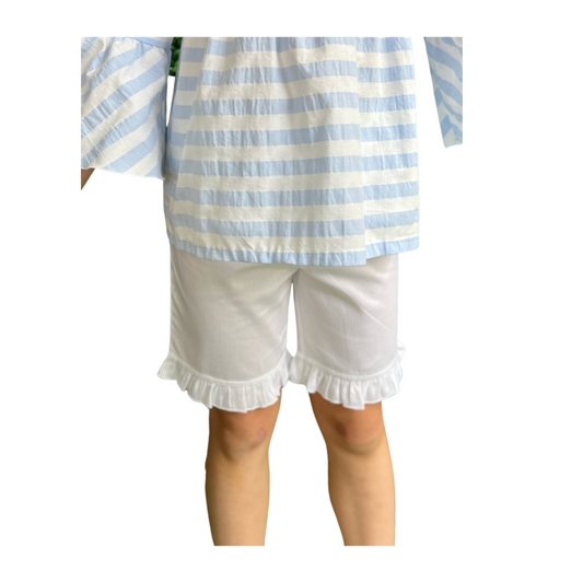 Ruffle Shorts - White Piquè