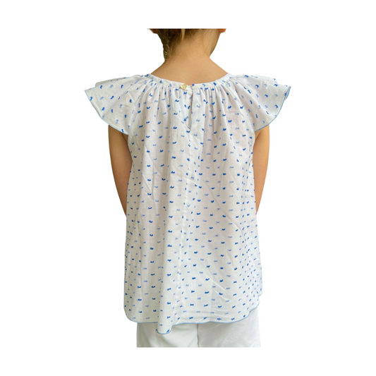 Vanessa Blouse - Blue Plumeti