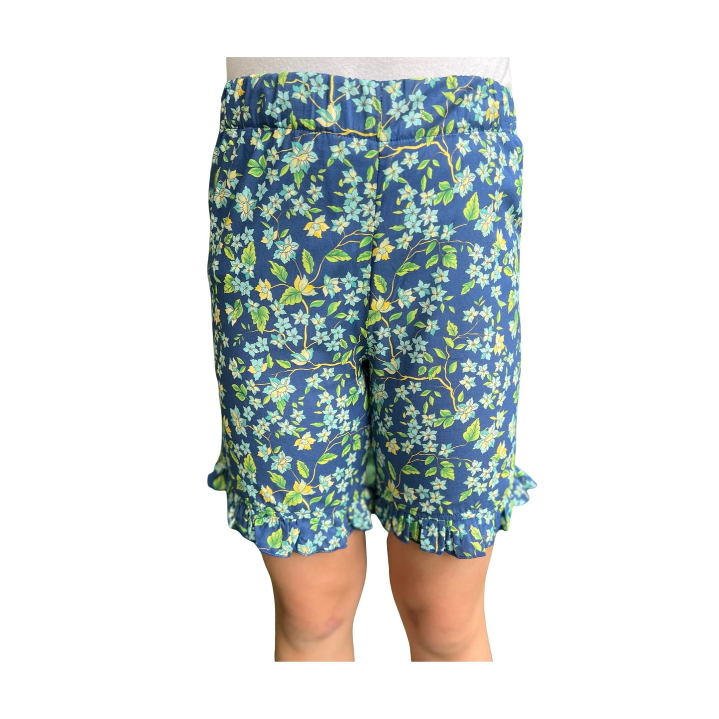 Ruffle Shorts - Blue Floral