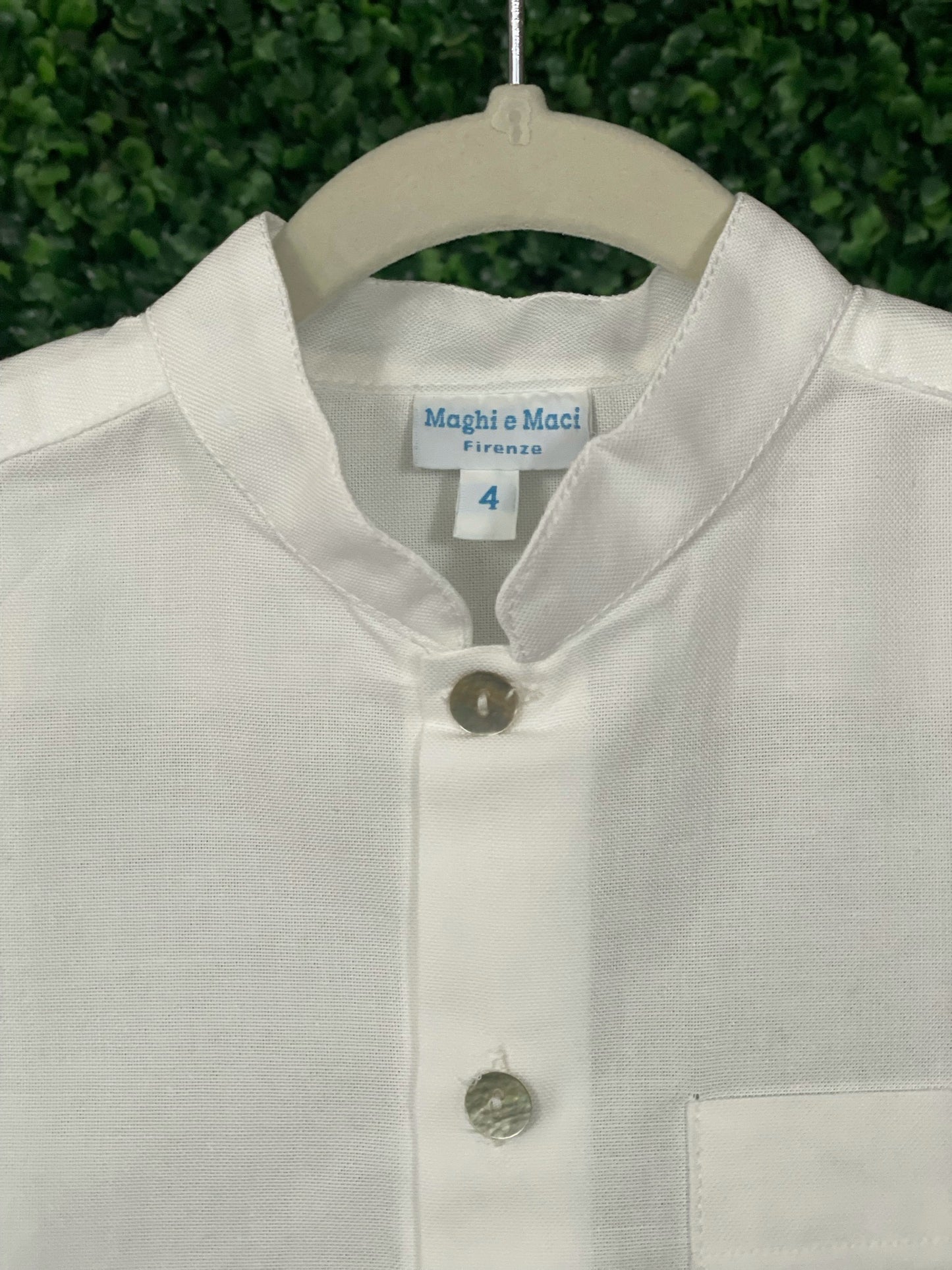 Tab Collar Shirt - White Oxford