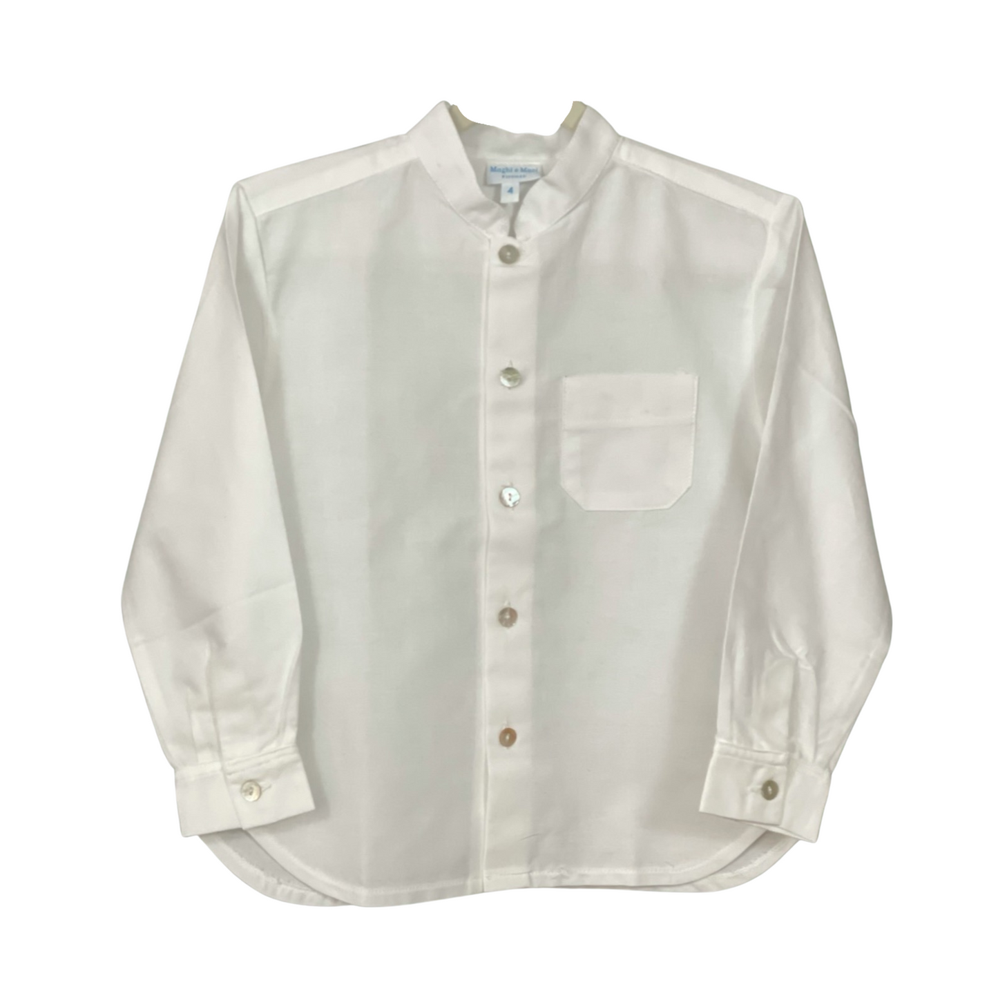 Tab Collar Shirt - White Oxford