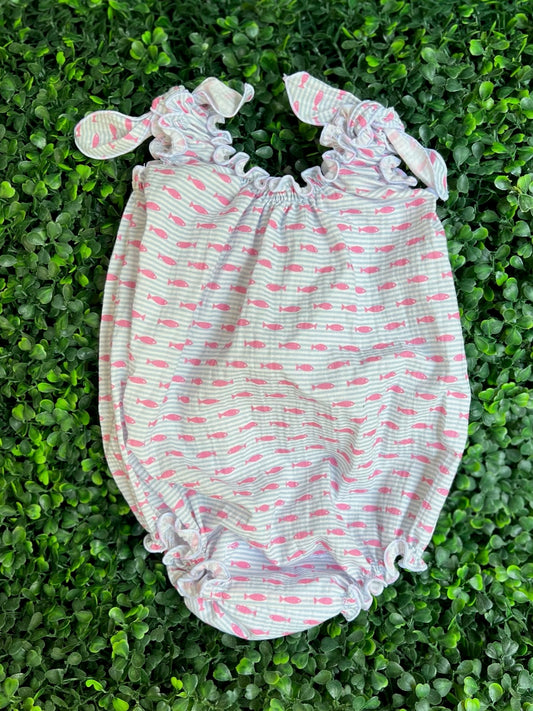 Baby Girl Sunsuit - Pink Fish