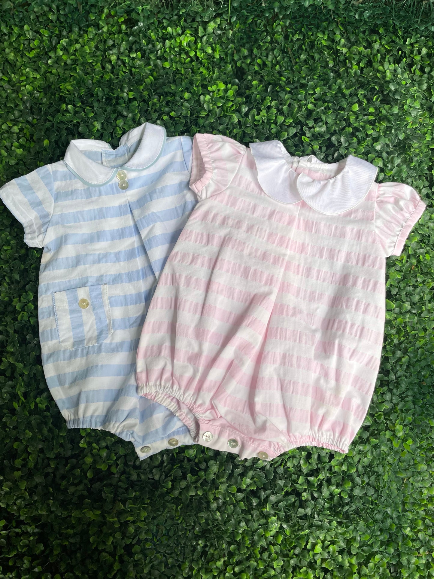 Petal Romper - Pink Stripe